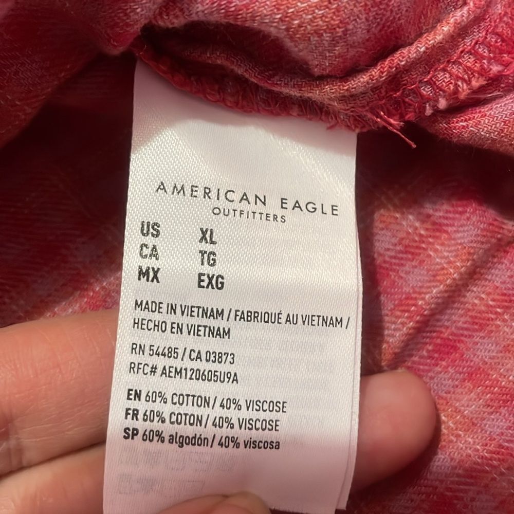 American Eagle Outfitters Womens Pink Plaid Button Front Blouse - Picture 6 of 6
